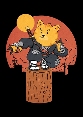 Ninja Dog Cartoon Illustration
