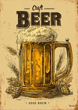 Vintage Craft Beer – Retro Pub Bar Wall Art