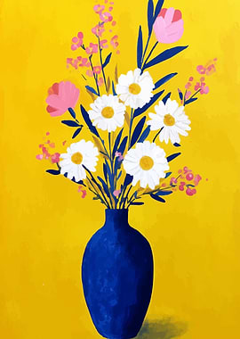 Floral Still Life with Daisies