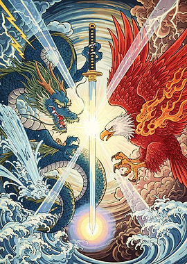 Dragon and Eagle Confrontation Sword