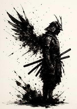 Ink Samurai with Wings
