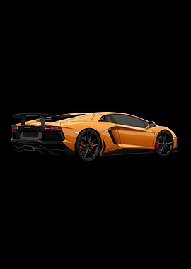 Orange Lamborghini Aventador on Black Background