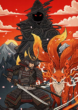 Samurai Fox Spirit Dark Figure