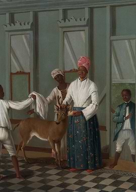 Painting of a Woman with a Deer