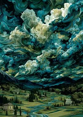 Dramatic Landscape with Swirling Clouds