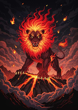 Fiery Lion Volcanic Peak
