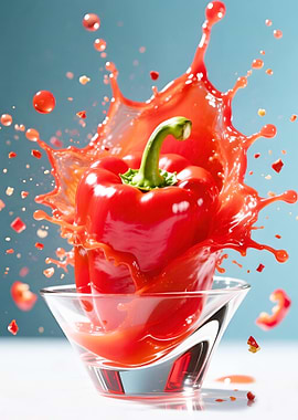 Red Bell Pepper Splash in Glass