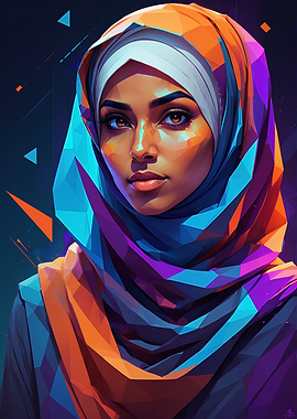 Polygonal Portrait of Woman in Hijab