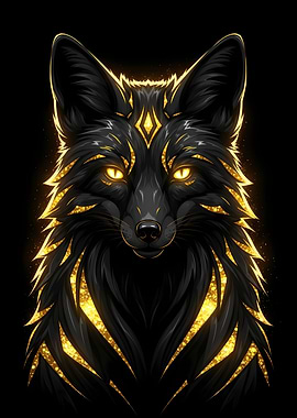 Black and Gold Fox Portrait