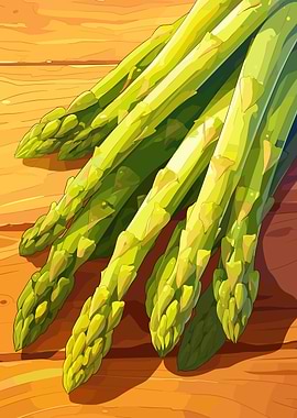 Fresh Asparagus on Wooden Surface