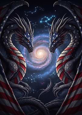 American Flag Dragons Galaxy