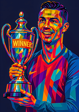 Cristiano Ronaldo Winners Trophy Pop Art