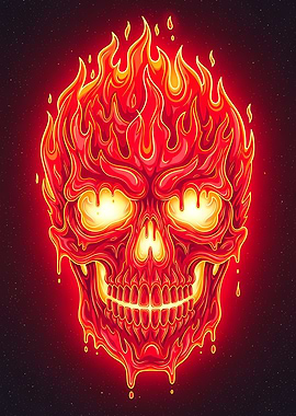 Flaming Skull Illustration