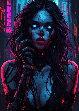 Cyberpunk Android Woman Portrait