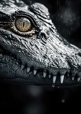 Alligator Close-Up: Eye and Teeth
