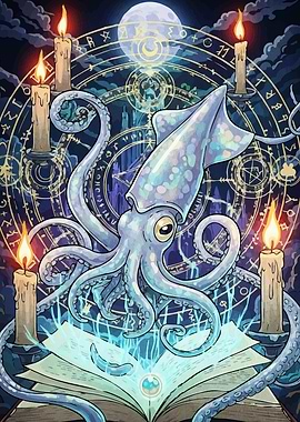 Mystical Squid Book Candles