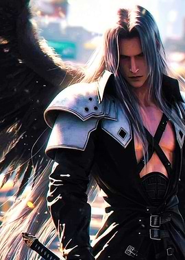 Sephiroth with Wing in Cityscape