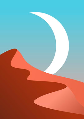 Desert Landscape with Moon