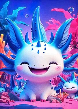 Cute Axolotl Cartoon Illustration