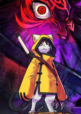 Cat Samurai with Demon Eye