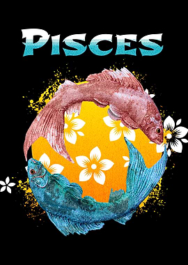 Pisces Zodiac Sign with Fish Illustration