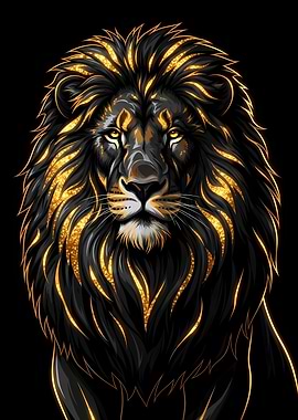 Golden Mane Lion Portrait