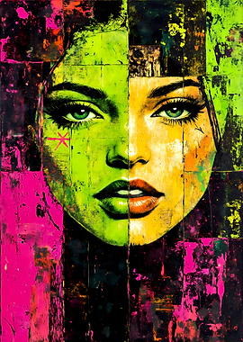 Colorful Portrait Painting of a Woman