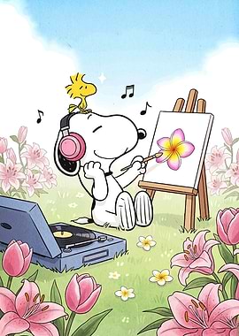Snoopy Painting with Woodstock