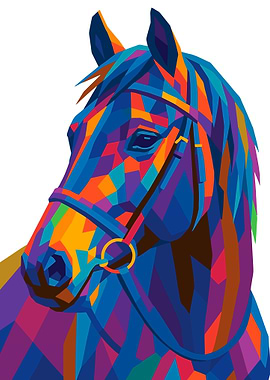 Colorful Geometric Horse Head Portrait