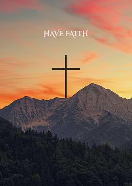 Faith Cross Mountain Sunset