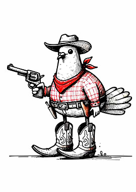Cowboy Pigeon with Gun