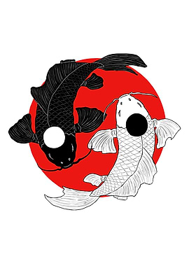 Yin Yang Koi Fish Illustration