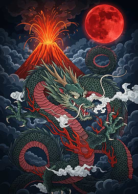 Dragon Volcano Blood Moon