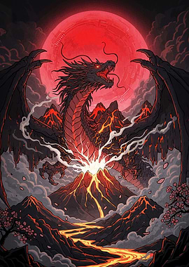 Dragon Volcano Red Moon