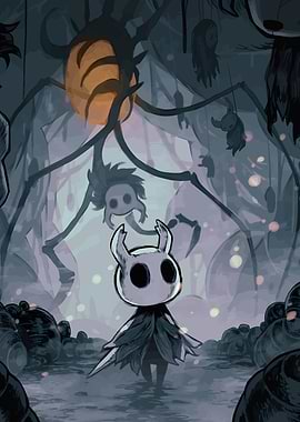 Hollow Knight Character in Dark Forest