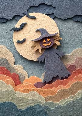 Halloween Witch Paper Art