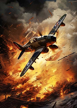 World War Airplane Flames