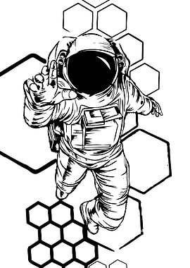 Astronaut in Space Black and White