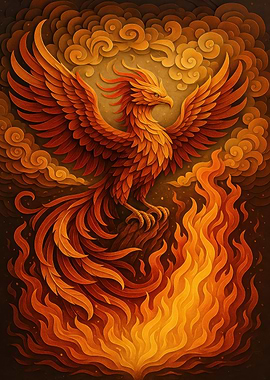 Phoenix Rising from Flames