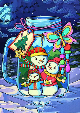 Snowman Family in a Jar