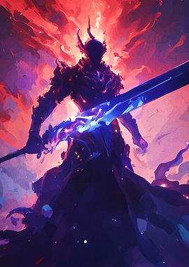 Dark Knight with Glowing Sword