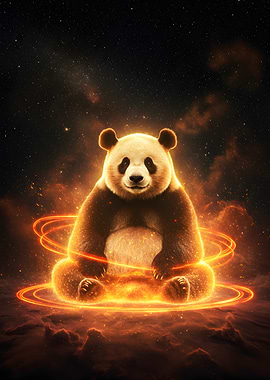 Glowing Panda in Space