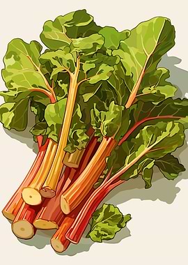 Rhubarb Still Life Illustration