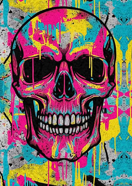 Colorful Skull with Dripping Paint