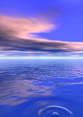 Blue Water Ripples Under Cloudy Sky