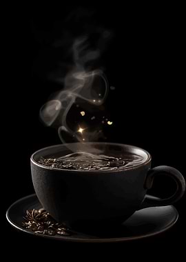 Steaming Cup of Tea on Black