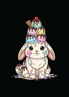 Ice Cream Bunny Cartoon