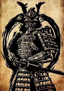 Samurai Warrior Ink Illustration