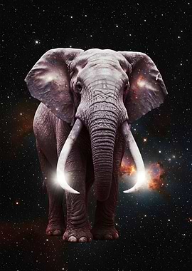 Cosmic Elephant in Starry Space