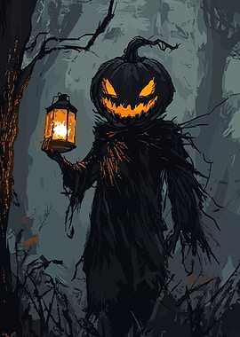 Halloween Pumpkin Scarecrow with Lantern